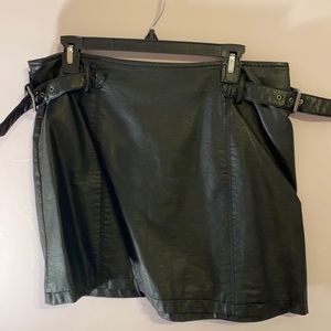Black leather mini skirt